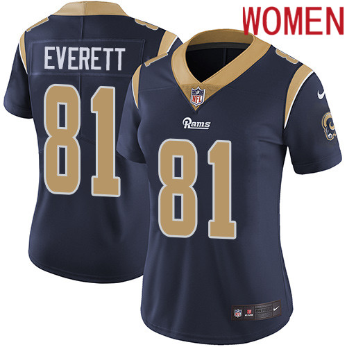 2019 Women Los Angeles Rams 81 Everett dark blue Nike Vapor Untouchable Limited NFL Jersey